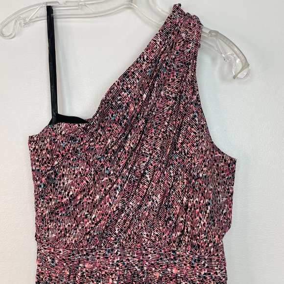 BCBGeneration Romper 2 Pink Black Pleated One Shoulder Pockets BCBG Women's - Picture 5 of 14